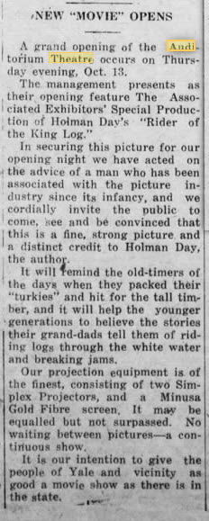 Auditorium Theatre - 06 Oct 1921 Opening Announcement (newer photo)